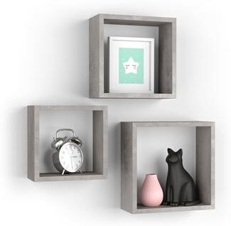 Mobili Fiver Cubi Quadrati Giuditta, Set da 3, Grigio Cemento