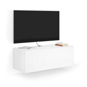 Mobili Fiver Porta Tv sospeso Easy Con Cassetto, Bianco Frassino