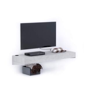 Mobili Fiver Porta Tv sospeso Evolution 120x40, Grigio Cemento con Caricatore Wireless