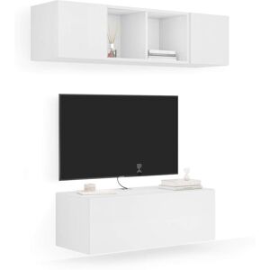 Mobili Fiver Parete Soggiorno Easy 2, Bianco Fr, 142x44x160 cmassino