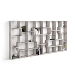 Mobili Fiver Libreria L Iacopo (160,8 x 314,6 cm), Grigio Cemento