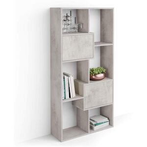 Mobili Fiver Libreria bassa XS Iacopo con ante (160,8 x 80 cm), Grigio Cemento