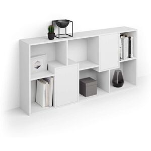 Mobili Fiver Libreria bassa XS Iacopo con ante (160,8 x 80 cm), Bianco Frassino