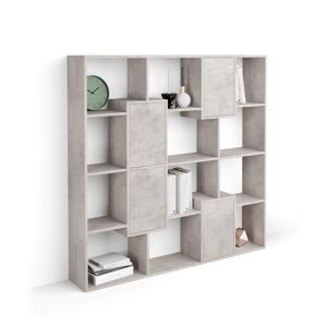 Mobili Fiver Libreria S Iacopo con ante (160,8 x 158,2 cm), Grigio Cemento