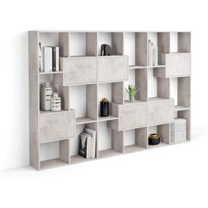 Mobili Fiver Libreria M Iacopo con ante (160,8 x 236,4 cm), Grigio Cemento