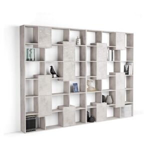 Mobili Fiver Libreria a parete XL Iacopo con ante (321,6 x 236,4 cm), Grigio Cemento
