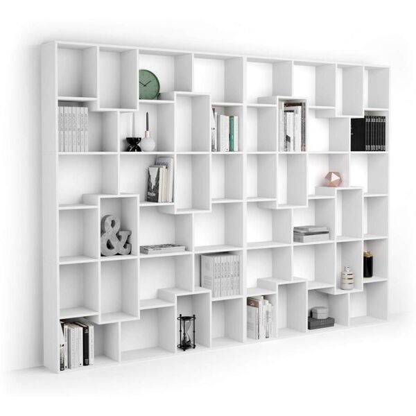 mobili fiver libreria a parete xl iacopo (321,6 x 236,4 cm), bianco frassino