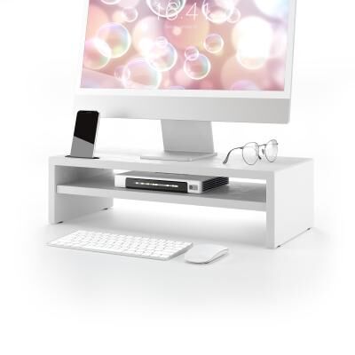 mobili fiver supporto per monitor riki da scrivania, h.15 cm, color bianco cemento