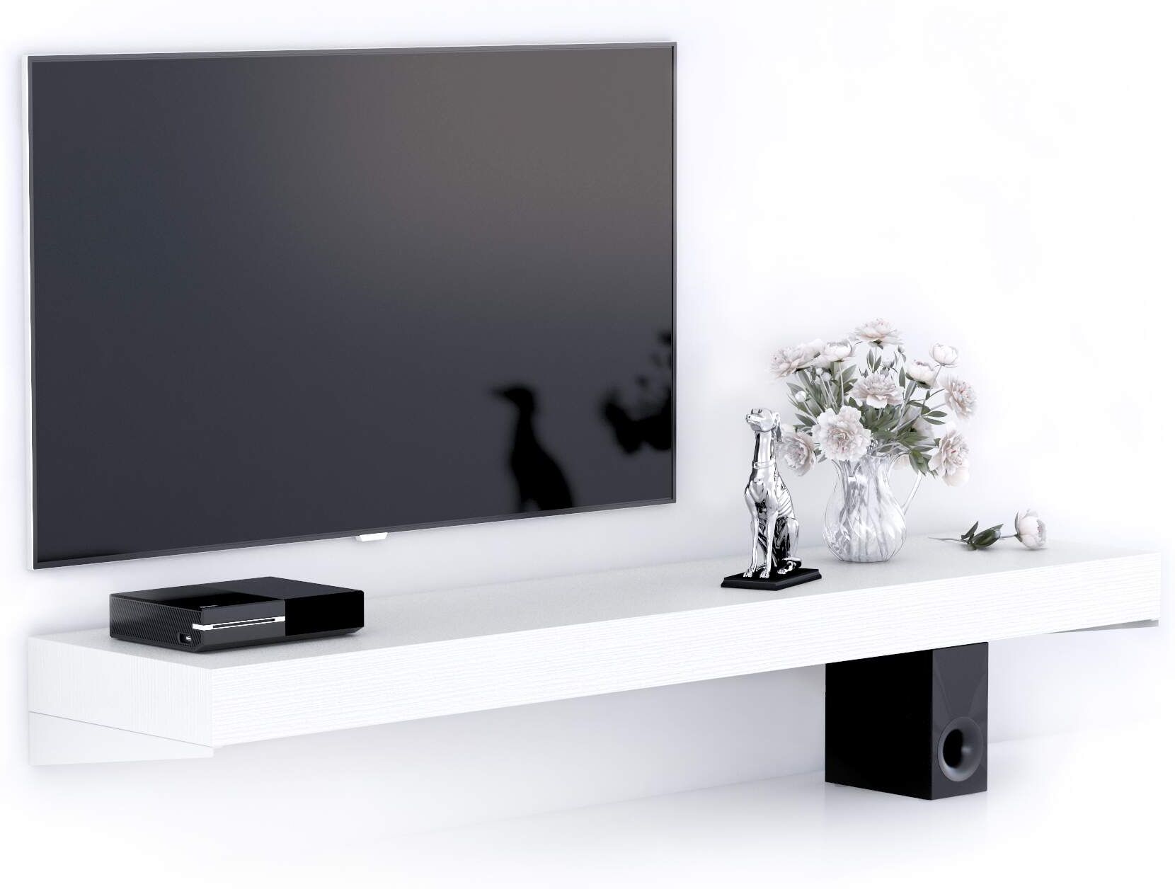 Mobili Fiver Porta Tv sospeso Evolution 180x40, Bianco Frassino