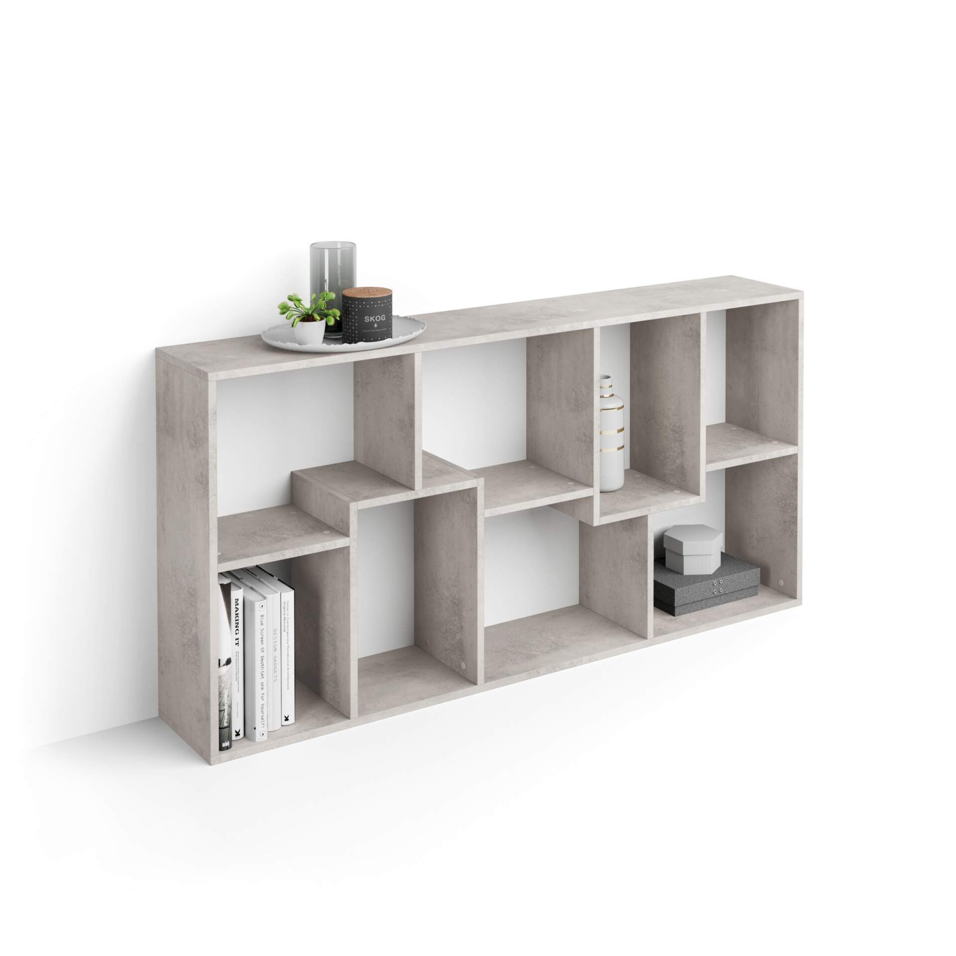 Mobili Fiver Libreria bassa XS Iacopo (160,8 x 80 cm), Grigio Cemento