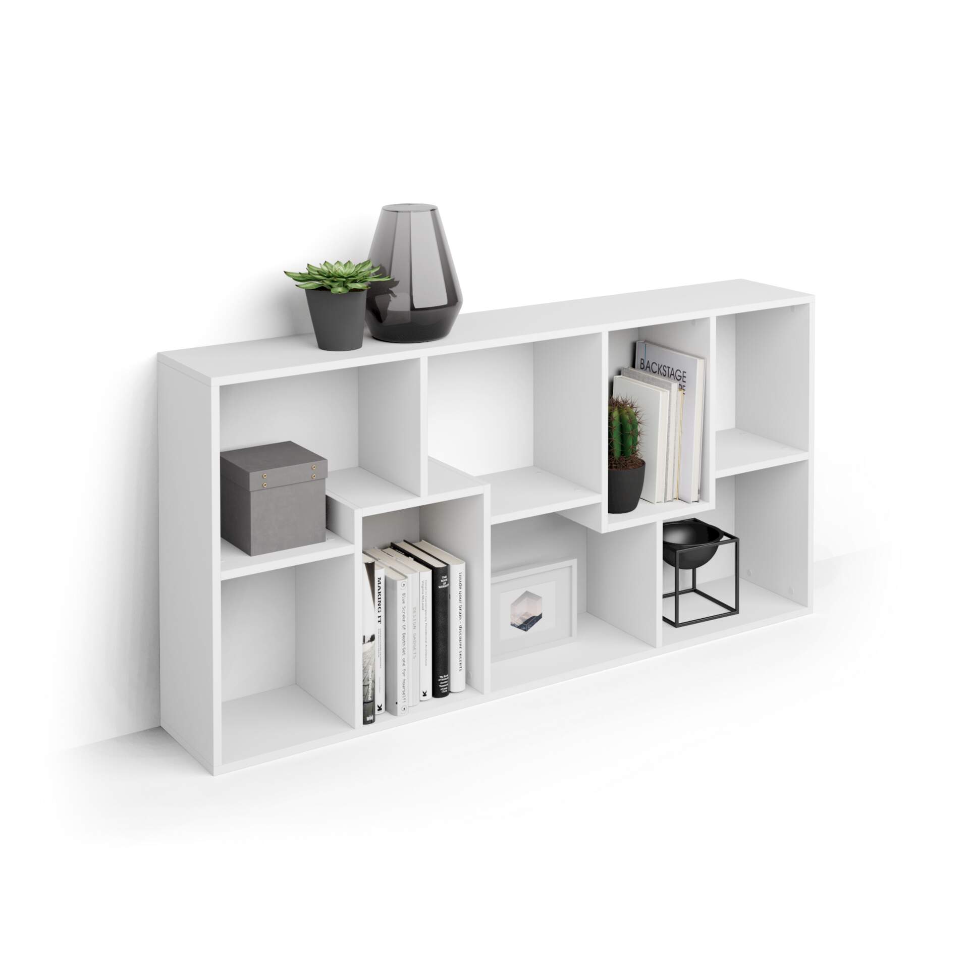 Mobili Fiver Libreria bassa XS Iacopo (160,8 x 80 cm), Bianco Frassino