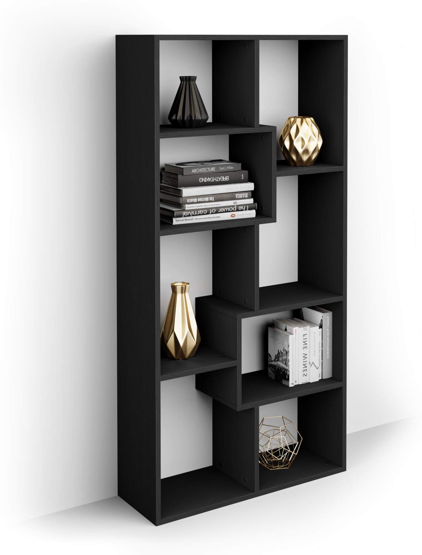 Mobili Fiver Libreria bassa XS Iacopo (160,8 x 80 cm), Nero Frassino