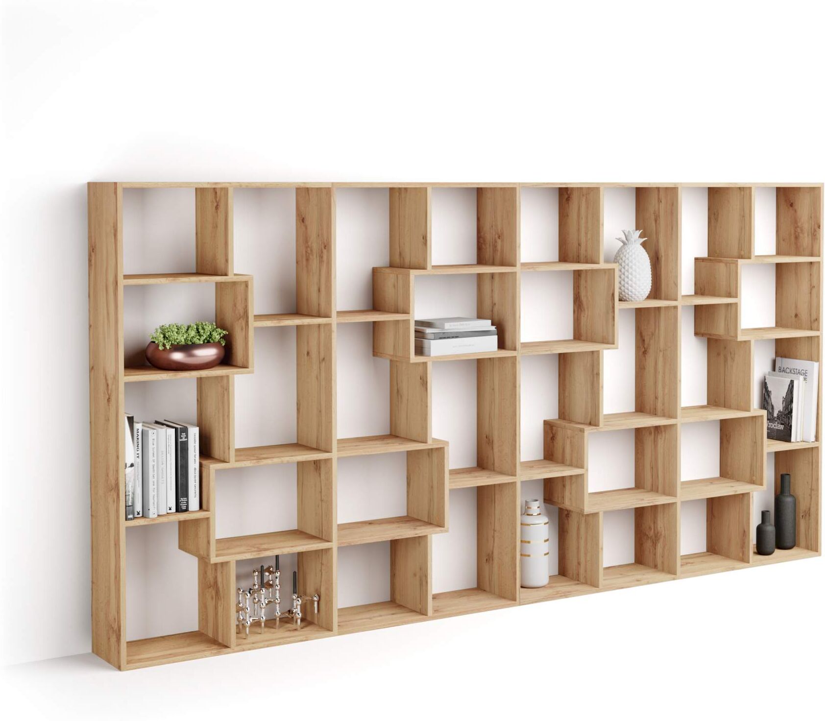 Mobili Fiver Libreria L Iacopo (160,8 x 314,6 cm), Rovere Rustico