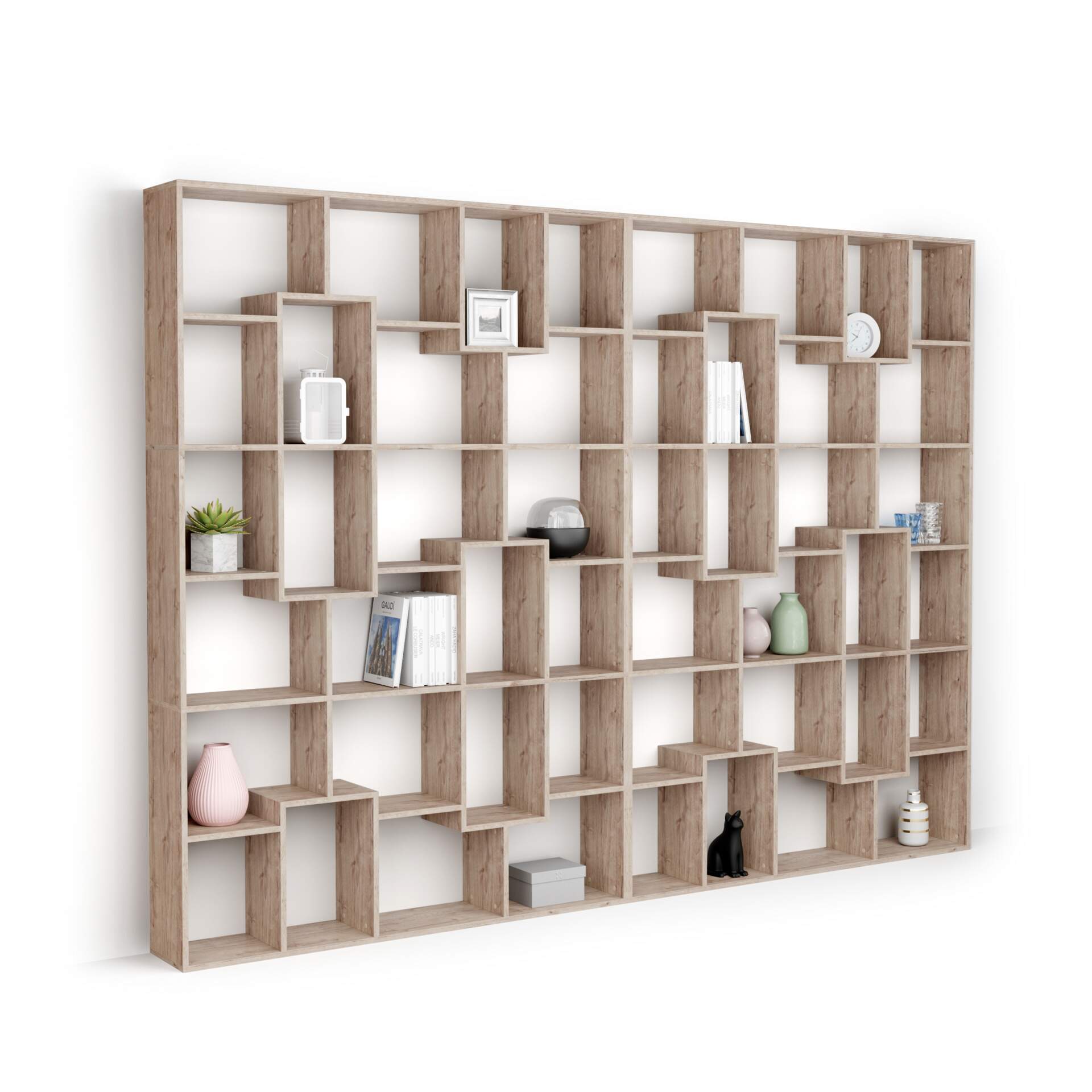 Mobili Fiver Libreria a parete XL Iacopo (321,6 x 236,4 cm), Quercia