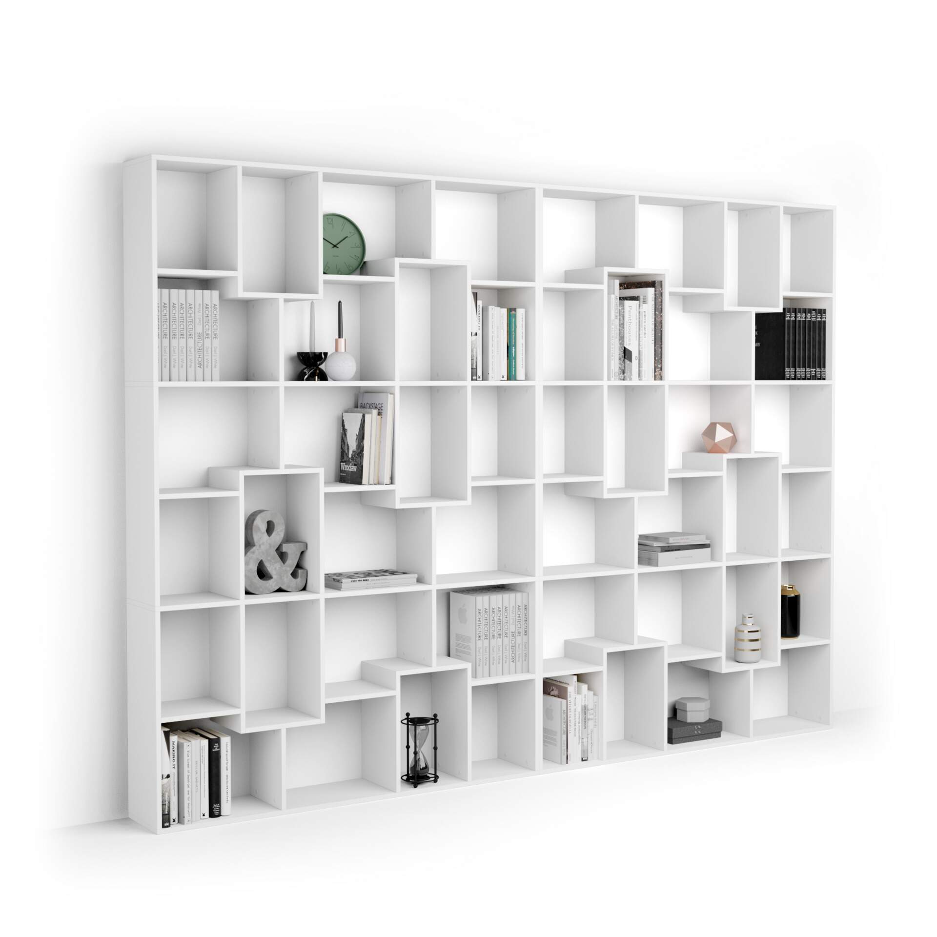 Mobili Fiver Libreria a parete XL Iacopo (321,6 x 236,4 cm), Bianco Frassino