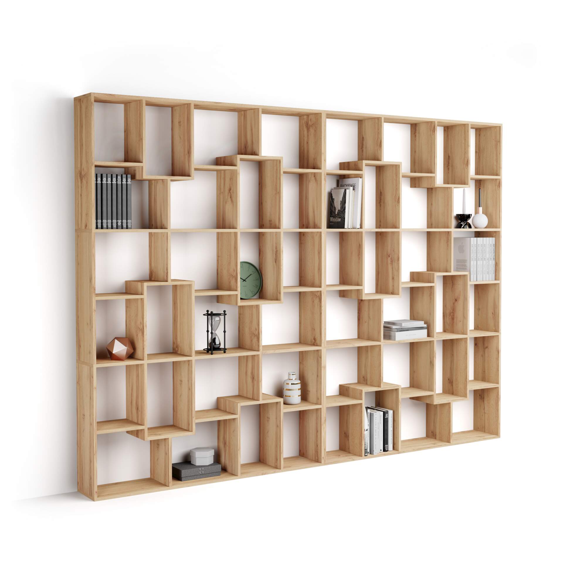 Mobili Fiver Libreria a parete XL Iacopo (321,6 x 236,4 cm), Rovere Rustico