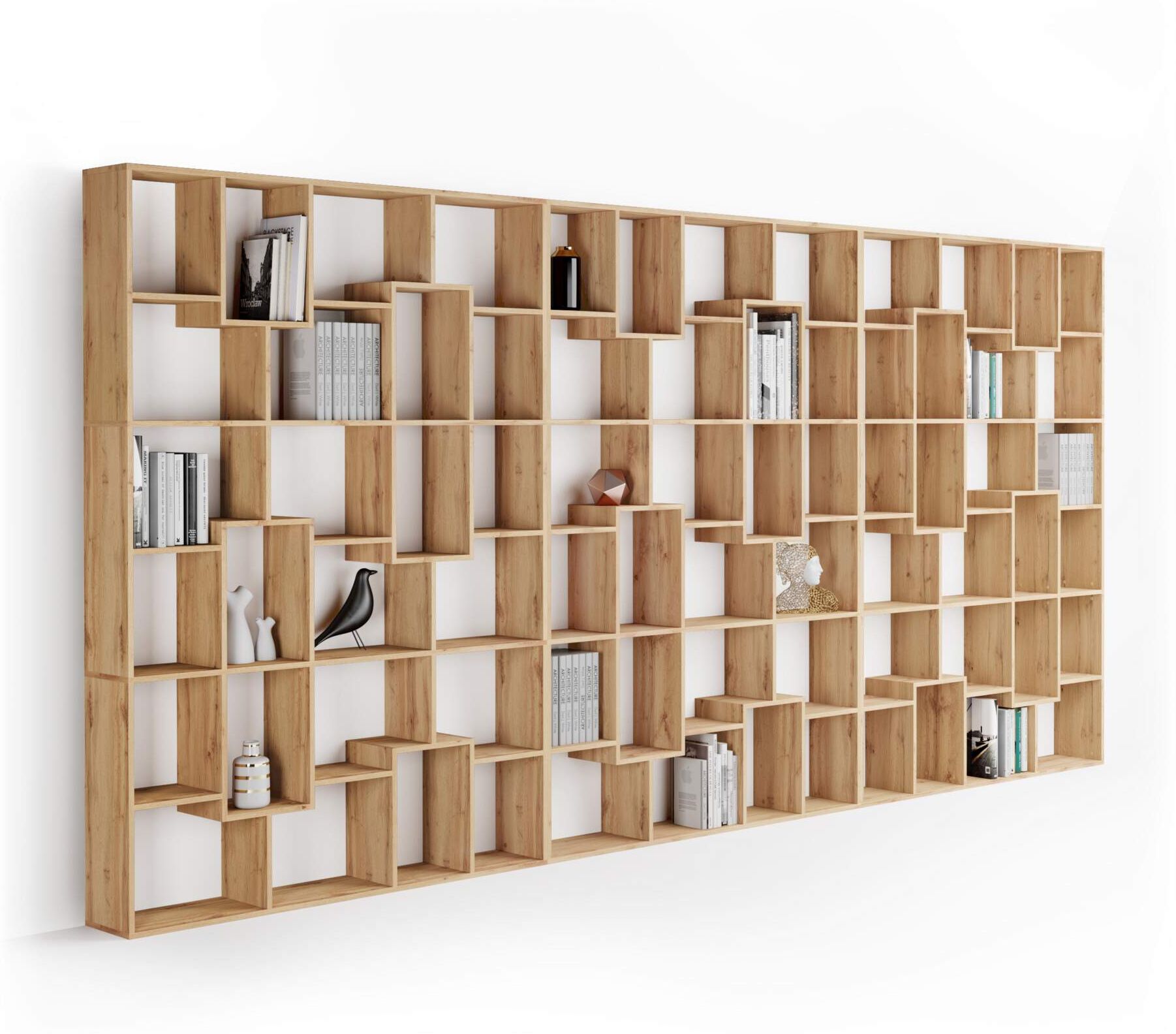 Mobili Fiver Libreria a parete XXL Iacopo (236,4 x 482,4 cm), Rovere Rustico