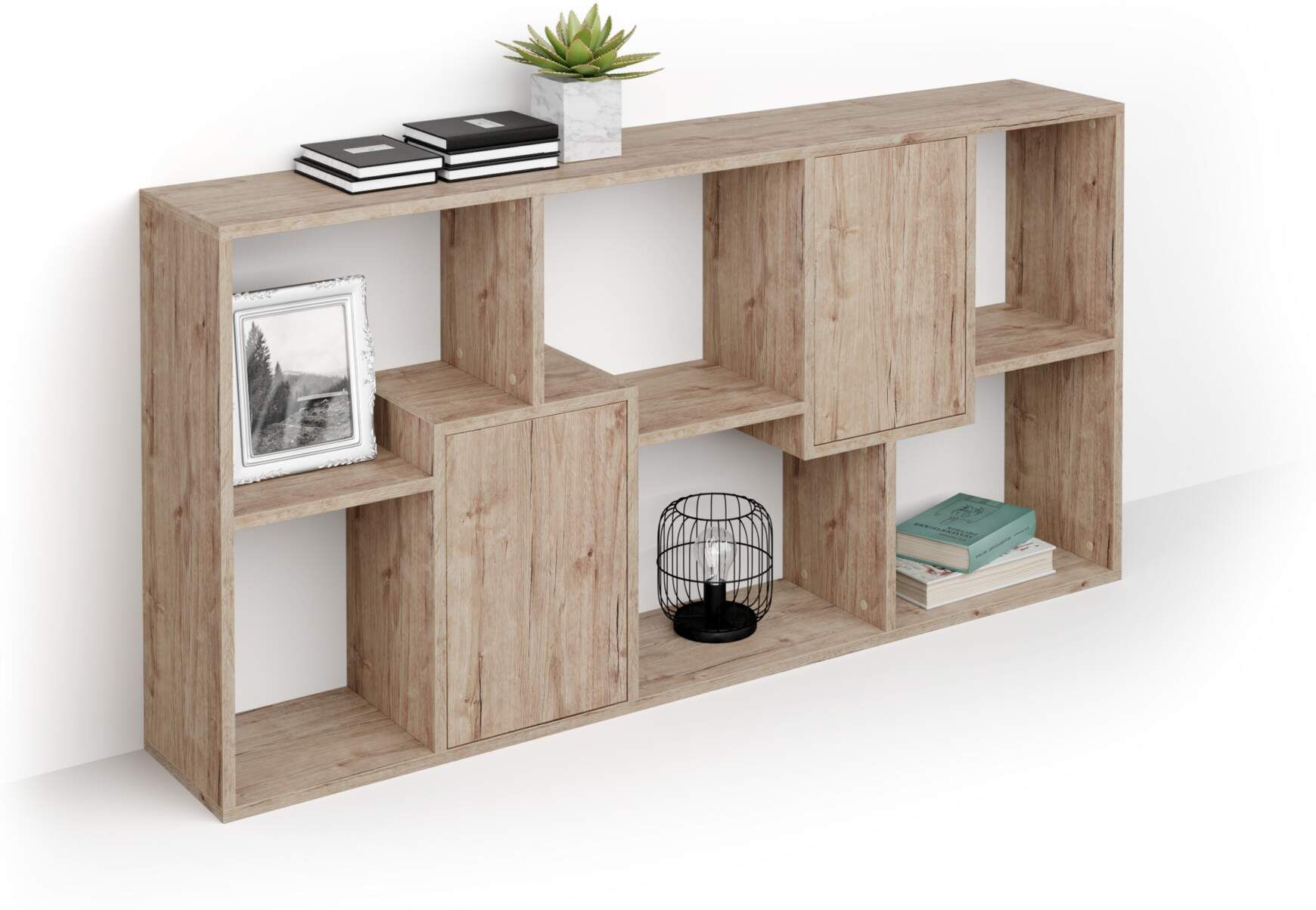 Mobili Fiver Libreria bassa XS Iacopo con ante (160,8 x 80 cm), Quercia