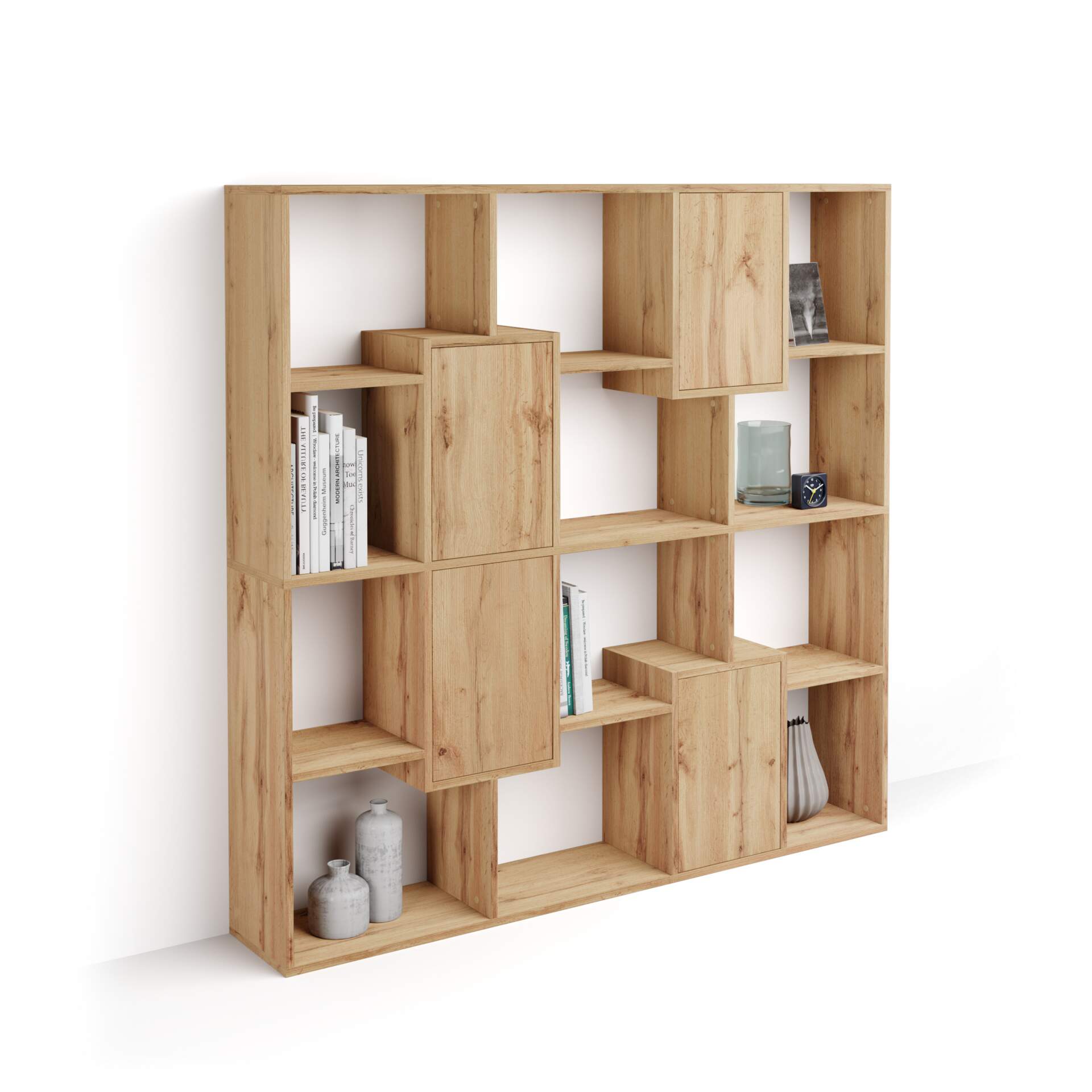 Mobili Fiver Libreria S Iacopo con ante (160,8 x 158,2 cm), Rovere Rustico