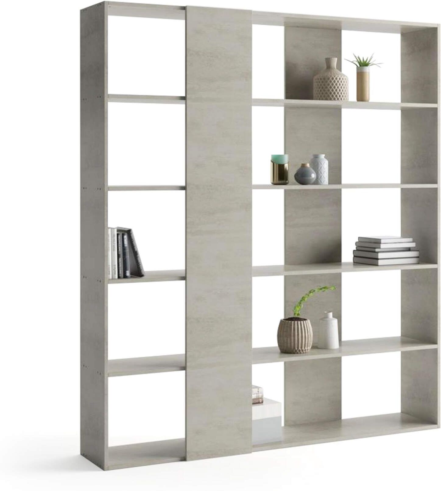 Mobili Fiver Libreria Moderna Rachele, Grigio Cemento