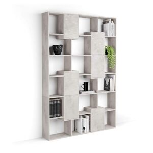 Mobili Fiver Libreria M Iacopo con ante (160,8 x 236,4 cm), Grigio Cemento