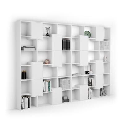 Mobili Fiver Libreria a parete XL Iacopo con ante (321,6 x 236,4 cm), Bianco Frassino