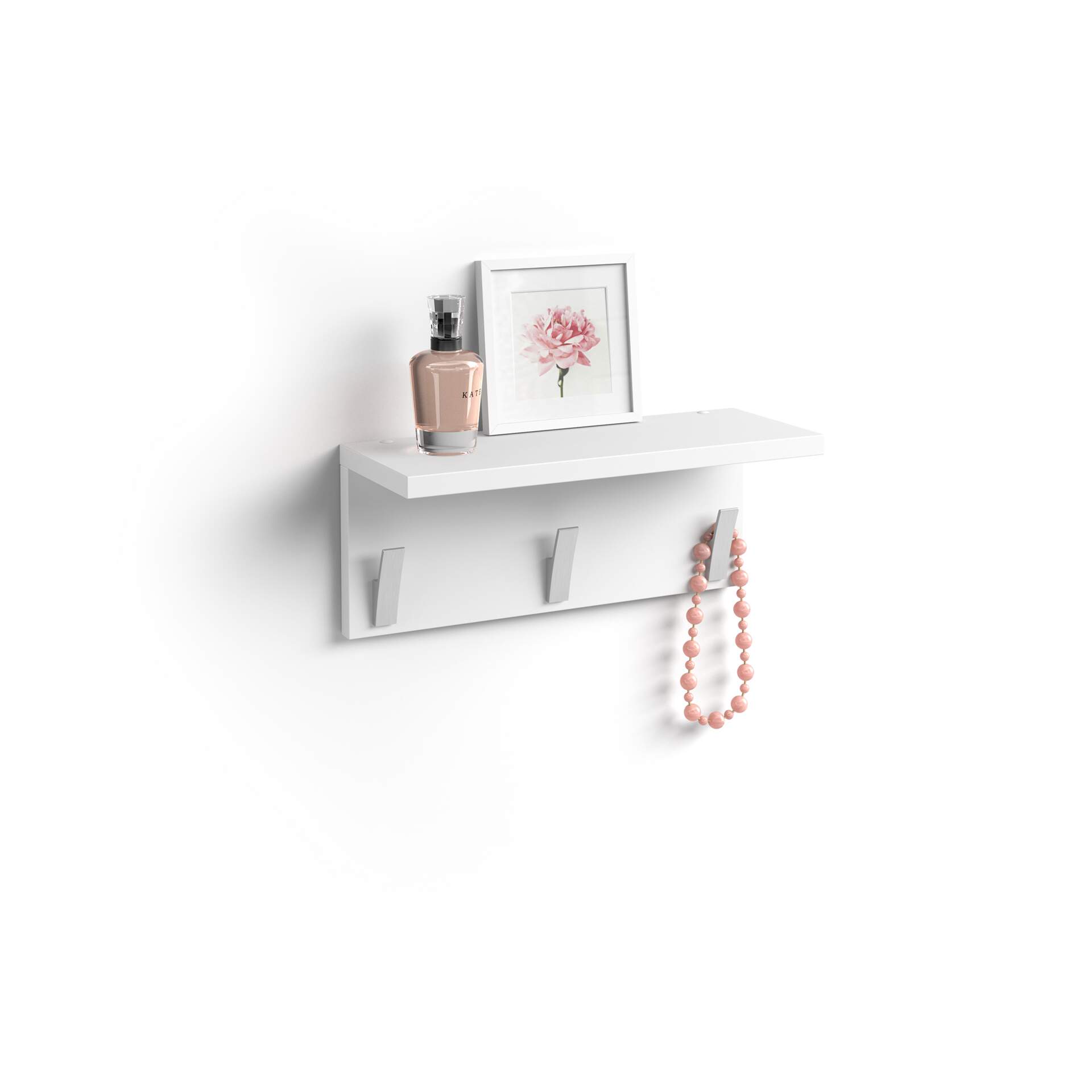 Mobili Fiver Appendiabiti da parete, Rachele, da 40 cm, Bianco Opaco