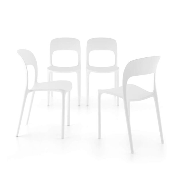 mobili fiver sedie amanda, set da 4, bianco