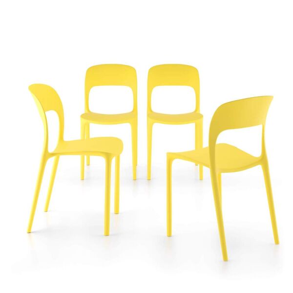 mobili fiver sedie amanda, set da 4, giallo