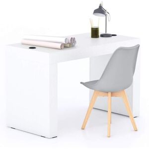 Mobili Fiver Scrivania Evolution 120x60, Bianco Frassino con Due Gambe e Caricatore Wireless