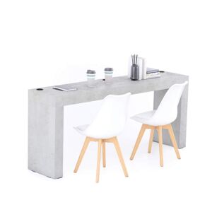 Mobili Fiver Scrivania Evolution 180x40, Grigio Cemento con Due Gambe e Caricatore Wireless