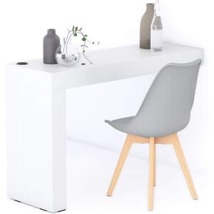 Mobili Fiver Tavolo da pranzo Evolution 120x40, Bianco Frassino con Una Gamba e Caricatore Wireless