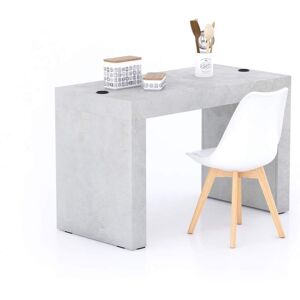 Mobili Fiver Tavolo da pranzo Evolution 120x60, Grigio Cemento con Due Gambe e Caricatore Wireless