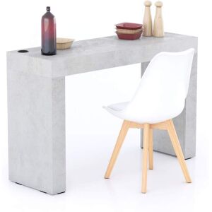 Mobili Fiver Tavolo da pranzo Evolution 120x40, Grigio Cemento con Due Gambe e Caricatore Wireless