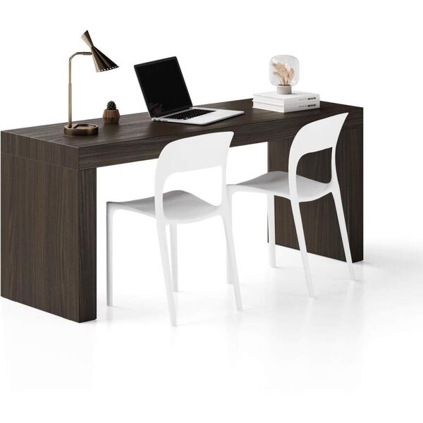 mobili fiver scrivania evolution 180x60, noce scuro con due gambe