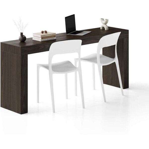 mobili fiver scrivania evolution 180x40, noce scuro con due gambe