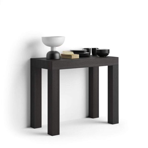 mobili fiver tavolo consolle allungabile first, 45(305)x90 cm, nero frassino