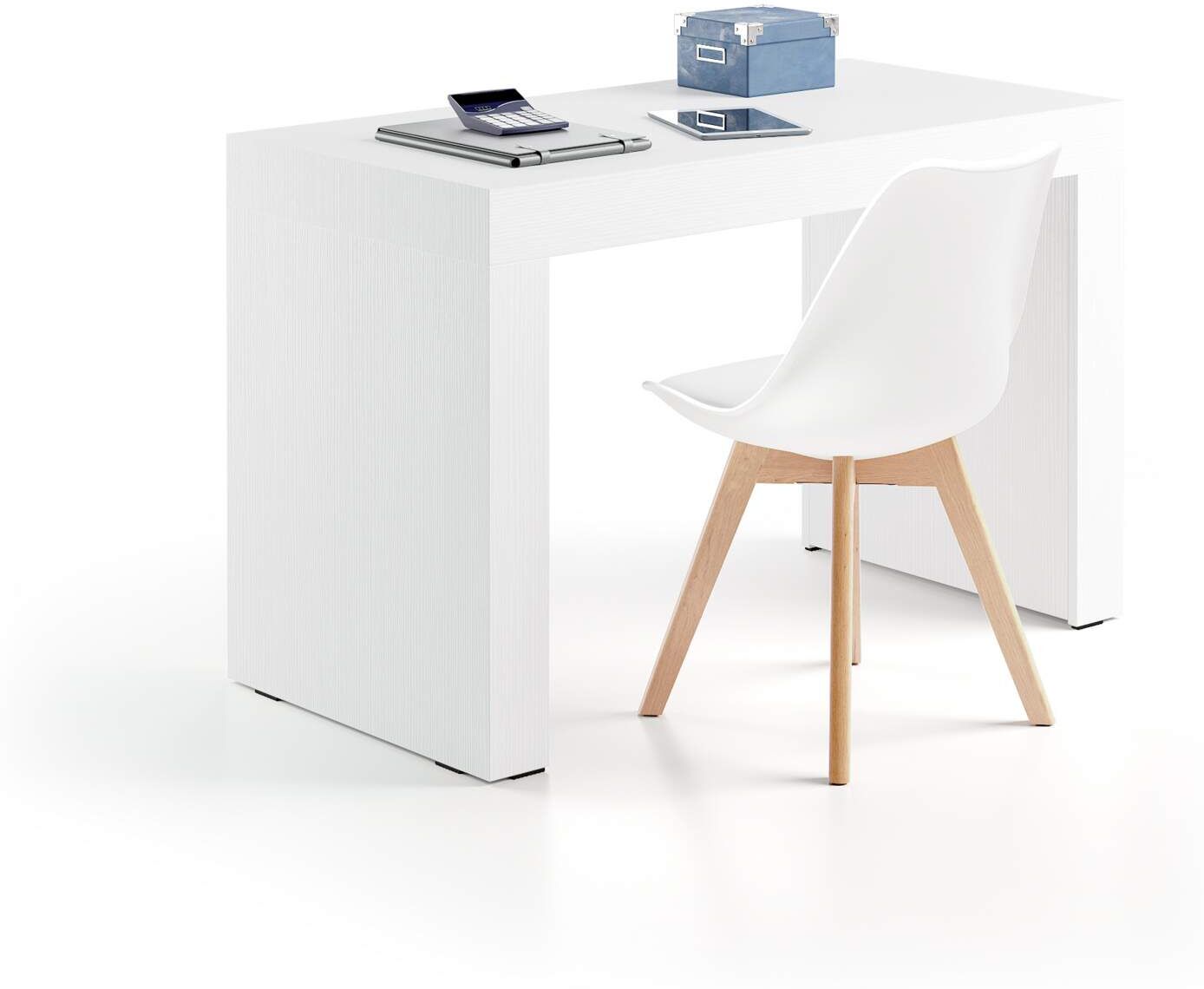 mobili fiver scrivania evolution 120x60, bianco frassino con due gambe