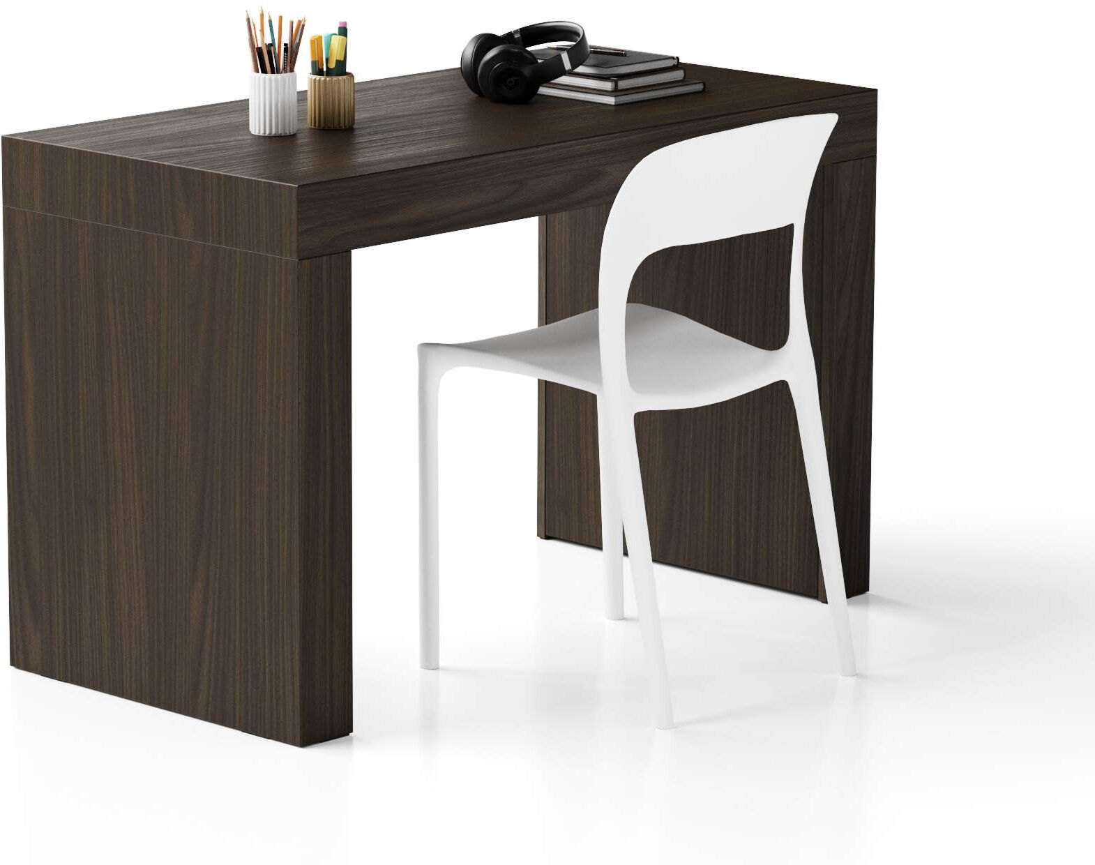 mobili fiver scrivania evolution 120x60, noce scuro con due gambe