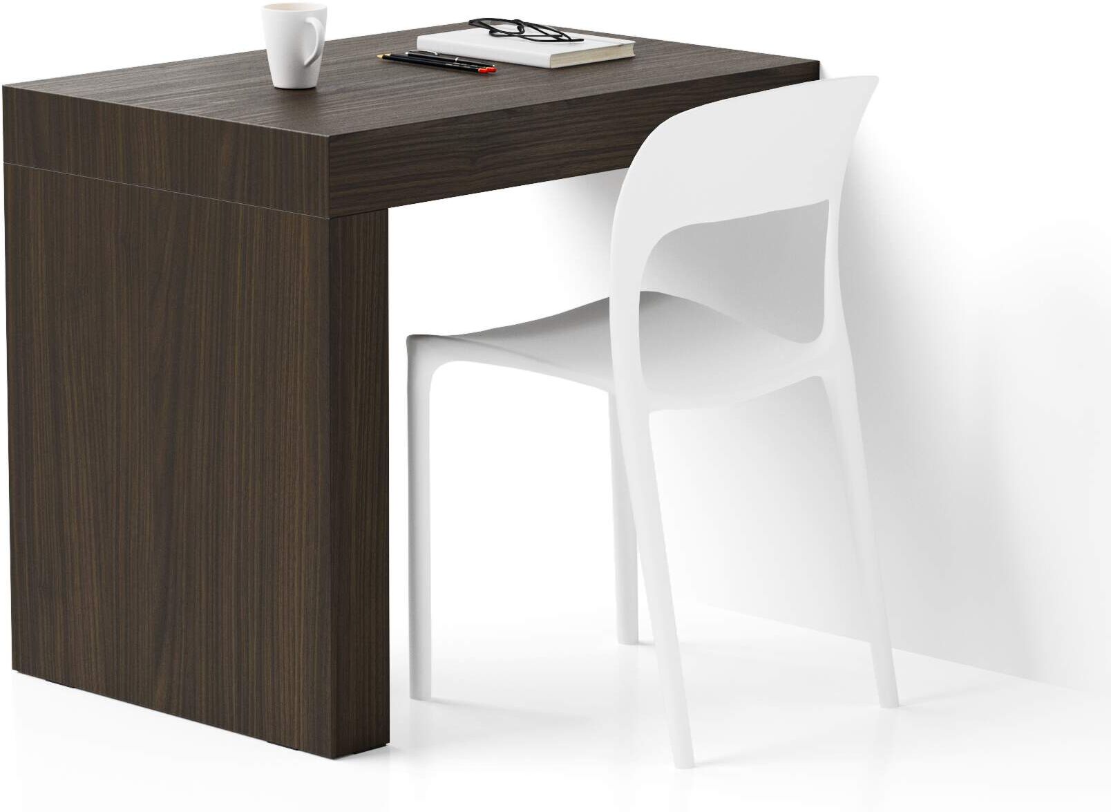 mobili fiver scrivania evolution 90x60, noce scuro con una gamba