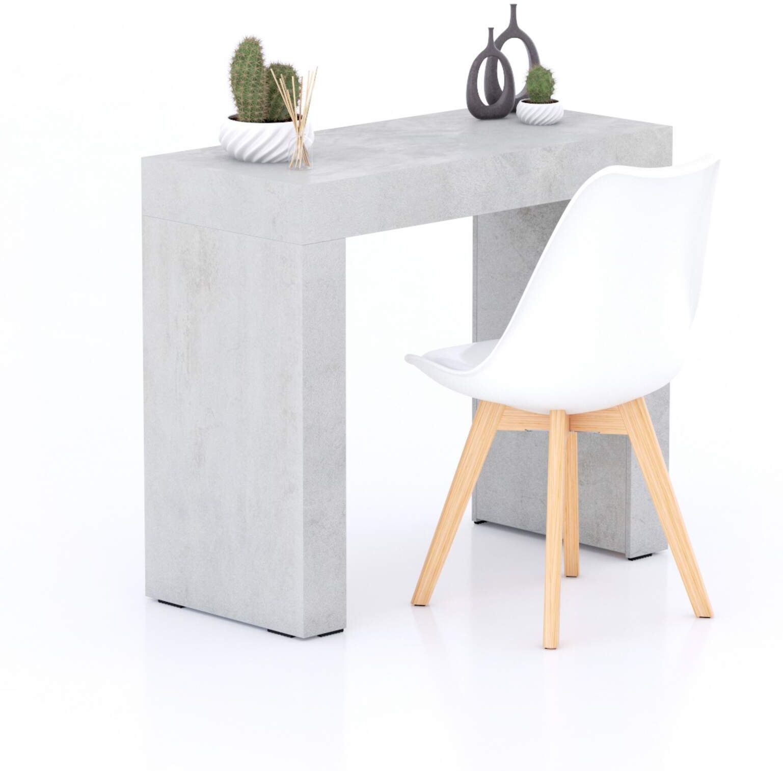 mobili fiver tavolo da pranzo evolution 90x40, grigio cemento con due gambe