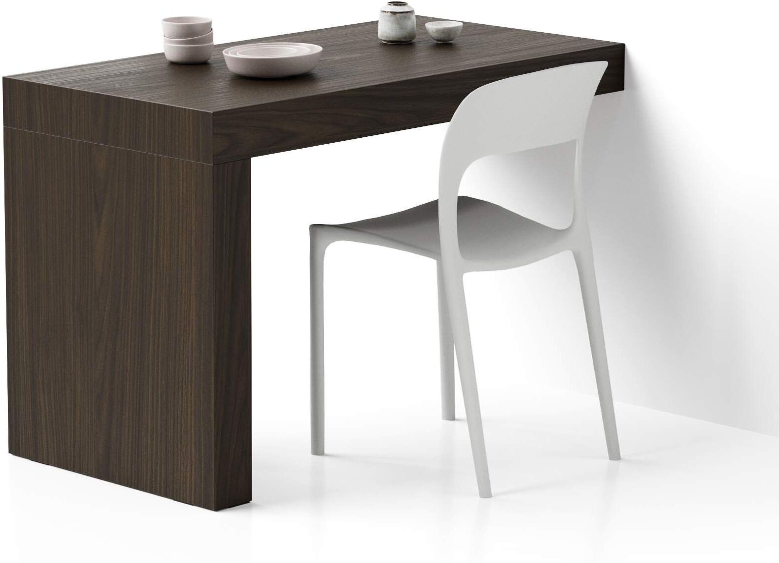 mobili fiver tavolo da pranzo evolution 120x60, noce scuro con una gamba