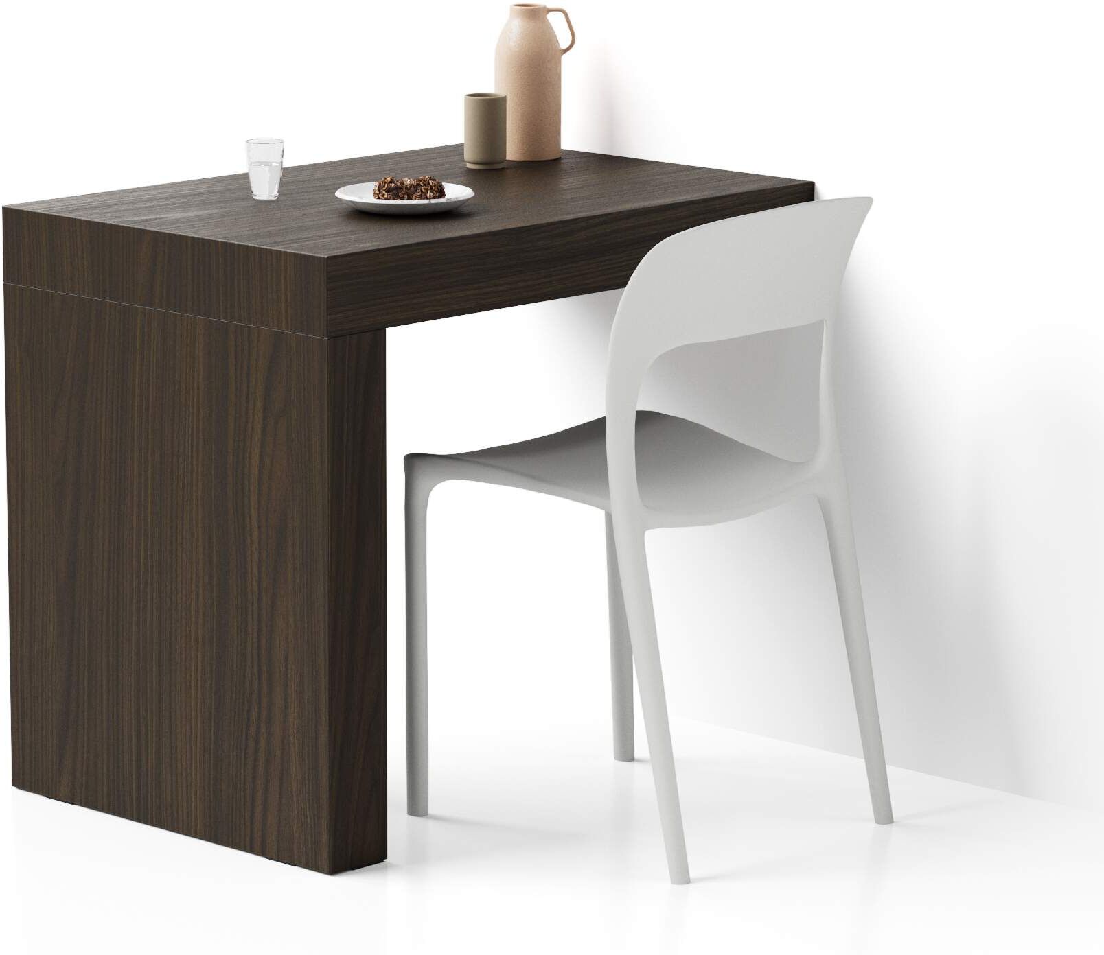 mobili fiver tavolo da pranzo evolution 90x60, noce scuro con una gamba