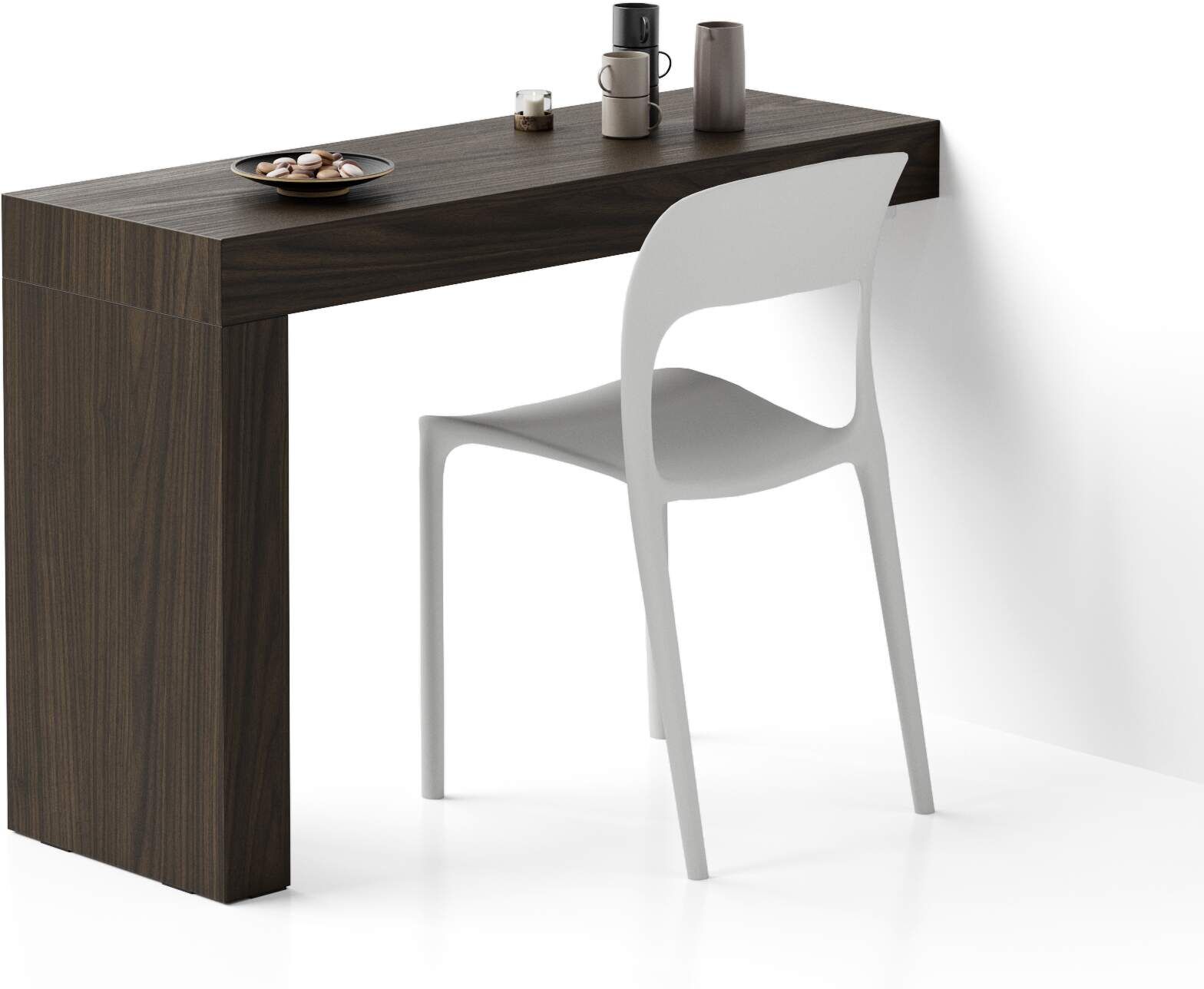 mobili fiver tavolo da pranzo evolution 120x40, noce scuro con una gamba