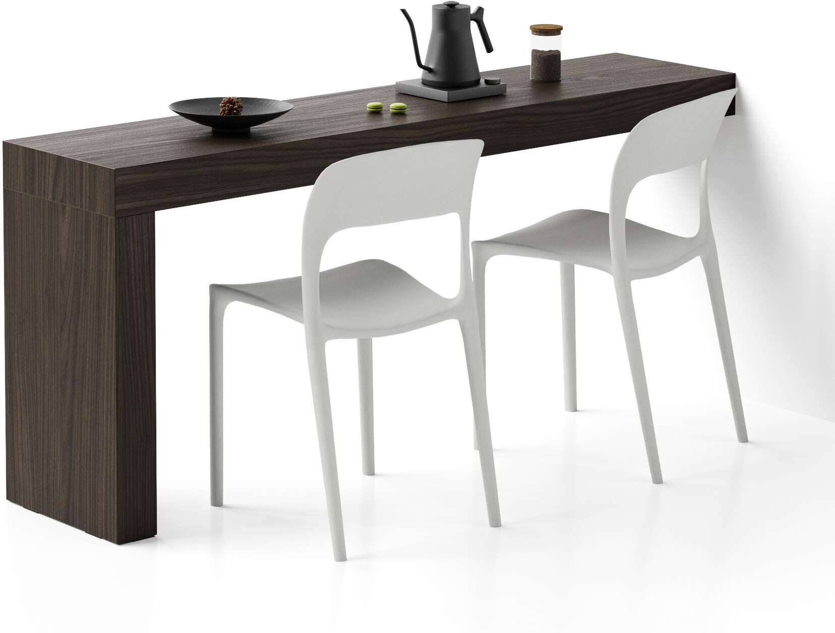 mobili fiver tavolo da pranzo evolution 180x40, noce scuro con una gamba