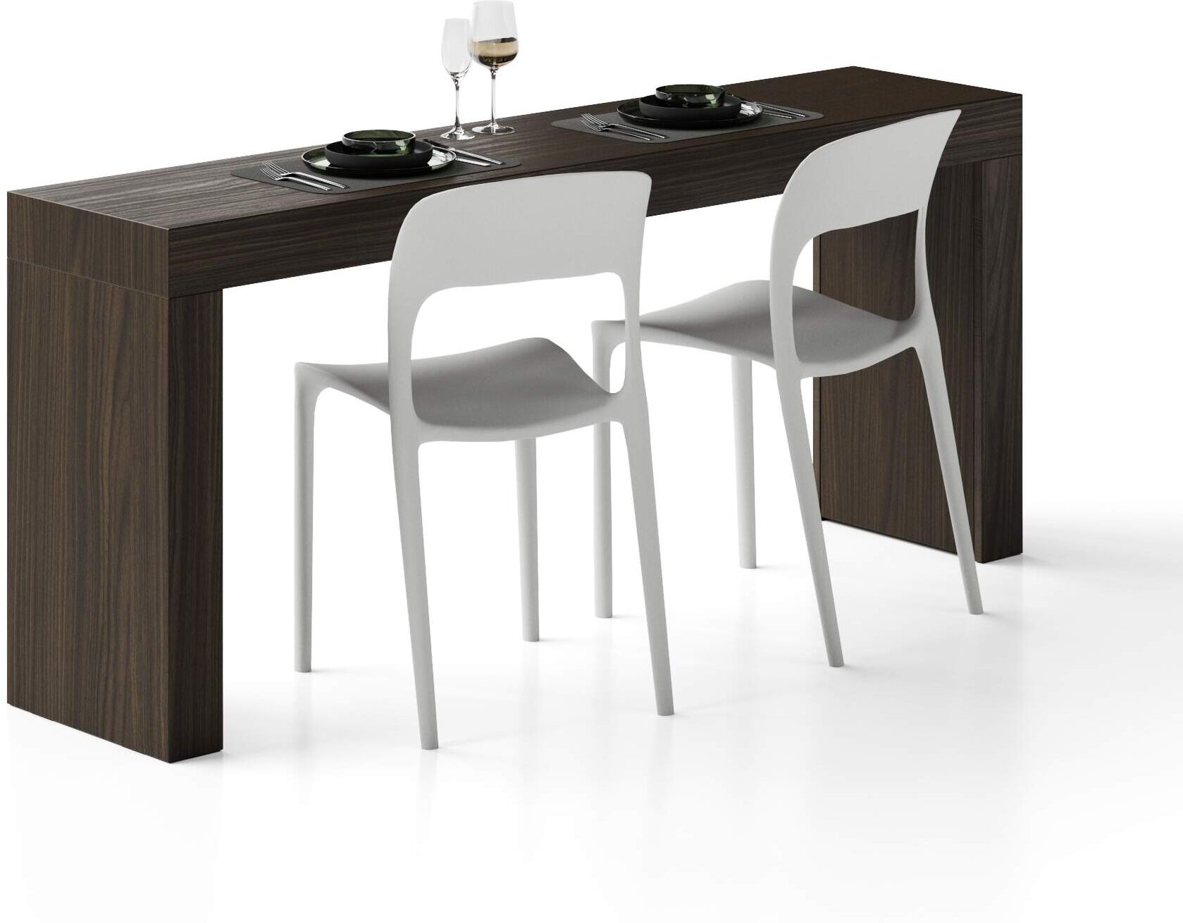 mobili fiver tavolo da pranzo evolution 180x40, noce scuro con due gambe