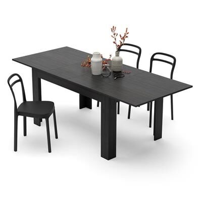 mobili fiver tavolo allungabile cucina, easy, nero frassino