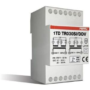 Perry Trasformatore 30va Per Servizio Intermittente Uscite12-12-24v 3 Din, Montaggio A