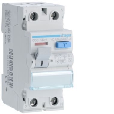 Hager Interruttore Differenziale Puro 2p 30ma 40a Protezione Ac 2m