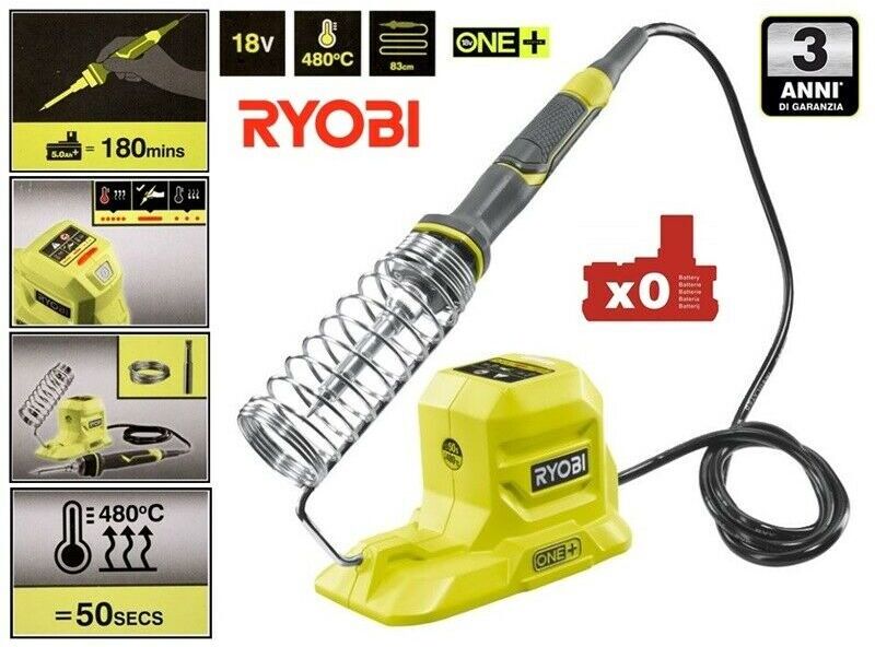 Ryobi - STAZIONE SALDANTE CON SALDATORE E SUPPORTO A BATTERIA 18V (